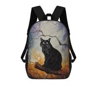 sinyumoney Mochila Escolar Para Niños 17inch Mochila Escolar Para Niños BLACK CAT The Haunt Paint Mochila Escolar Informal De Moda Mochilas De Viaje Con Estampado 3D Divertidas Y Geniales