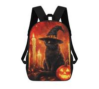 sinyumoney Mochila Escolar Para Niños 17inch Mochila Escolar Para Niños Black Cat Witch Halloween Mochila Escolar Informal De Moda Mochilas De Viaje Con Estampado 3D Divertidas Y Geniales