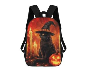 sinyumoney Mochila Escolar Para Niños 17inch Mochila Escolar Para Niños Black Cat Witch Halloween Mochila Escolar Informal De Moda Mochilas De Viaje Con Estampado 3D Divertidas Y Geniales
