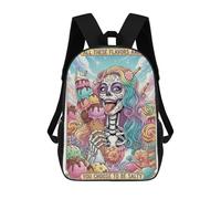 sinyumoney Mochila Escolar Para Niños 17inch Mochila Escolar Para Niños Candy Skull with Ice Cream Mochila Escolar Informal De Moda Mochilas De Viaje Con Estampado 3D Divertidas Y Geniales