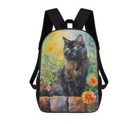sinyumoney Mochila Escolar Para Niños 17inch Mochila Escolar Para Niños Cat Floral Painting Mochila Escolar Informal De Moda Mochilas De Viaje Con Estampado 3D Divertidas Y Geniales