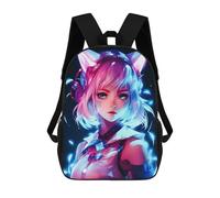sinyumoney Mochila Escolar Para Niños 17inch Mochila Escolar Para Niños Cat Girls Anime Neon Mochila Escolar Informal De Moda Mochilas De Viaje Con Estampado 3D Divertidas Y Geniales