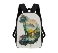sinyumoney Mochila Escolar Para Niños 17inch Mochila Escolar Para Niños Cat Nature Watercolors Mochila Escolar Informal De Moda Mochilas De Viaje Con Estampado 3D Divertidas Y Geniales
