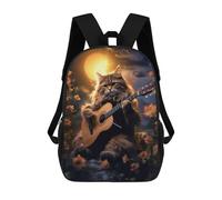 sinyumoney Mochila Escolar Para Niños 17inch Mochila Escolar Para Niños Cat Under The Stars Guitar Mochila Escolar Informal De Moda Mochilas De Viaje Con Estampado 3D Divertidas Y Geniales