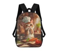 sinyumoney Mochila Escolar Para Niños 17inch Mochila Escolar Para Niños Chef Cute Cartoon Cat Mochila Escolar Informal De Moda Mochilas De Viaje Con Estampado 3D Divertidas Y Geniales