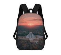 sinyumoney Mochila Escolar Para Niños 17inch Mochila Escolar Para Niños Chichén Itzá Meksiko Mochila Escolar Informal De Moda Mochilas De Viaje Con Estampado 3D Divertidas Y Geniales