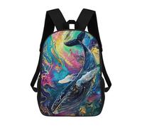 sinyumoney Mochila Escolar Para Niños 17inch Mochila Escolar Para Niños Colorful Whale Abstract Art Mochila Escolar Informal De Moda Mochilas De Viaje Con Estampado 3D Divertidas Y Geniales