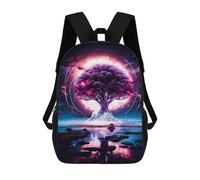 sinyumoney Mochila Escolar Para Niños 17inch Mochila Escolar Para Niños Cosmic Tree of Life Mochila Escolar Informal De Moda Mochilas De Viaje Con Estampado 3D Divertidas Y Geniales