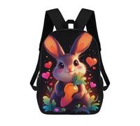 sinyumoney Mochila Escolar Para Niños 17inch Mochila Escolar Para Niños Cute Bunny with Carrot Mochila Escolar Informal De Moda Mochilas De Viaje Con Estampado 3D Divertidas Y Geniales