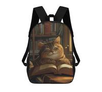 sinyumoney Mochila Escolar Para Niños 17inch Mochila Escolar Para Niños Cute Cartoon Cat Reading Mochila Escolar Informal De Moda Mochilas De Viaje Con Estampado 3D Divertidas Y Geniales