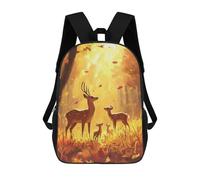 sinyumoney Mochila Escolar Para Niños 17inch Mochila Escolar Para Niños Deer Family in Autumn Forest Mochila Escolar Informal De Moda Mochilas De Viaje Con Estampado 3D Divertidas Y Geniales