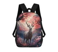 sinyumoney Mochila Escolar Para Niños 17inch Mochila Escolar Para Niños Deer In Wonderland Mochila Escolar Informal De Moda Mochilas De Viaje Con Estampado 3D Divertidas Y Geniales