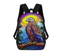 sinyumoney Mochila Escolar Para Niños 17inch Mochila Escolar Para Niños Eagle Colorful Stained Gla Mochila Escolar Informal De Moda Mochilas De Viaje Con Estampado 3D Divertidas Y Geniales