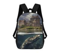sinyumoney Mochila Escolar Para Niños 17inch Mochila Escolar Para Niños Eilean Donan Nessie Mochila Escolar Informal De Moda Mochilas De Viaje Con Estampado 3D Divertidas Y Geniales