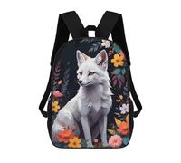 sinyumoney Mochila Escolar Para Niños 17inch Mochila Escolar Para Niños Fox And Flower Mochila Escolar Informal De Moda Mochilas De Viaje Con Estampado 3D Divertidas Y Geniales