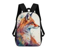 sinyumoney Mochila Escolar Para Niños 17inch Mochila Escolar Para Niños Fox Watercolor Animal Mochila Escolar Informal De Moda Mochilas De Viaje Con Estampado 3D Divertidas Y Geniales