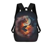 sinyumoney Mochila Escolar Para Niños 17inch Mochila Escolar Para Niños Fox Yin Yang Mochila Escolar Informal De Moda Mochilas De Viaje Con Estampado 3D Divertidas Y Geniales