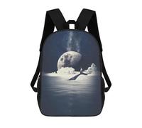 sinyumoney Mochila Escolar Para Niños 17inch Mochila Escolar Para Niños Galaxy Moon Whale Mochila Escolar Informal De Moda Mochilas De Viaje Con Estampado 3D Divertidas Y Geniales