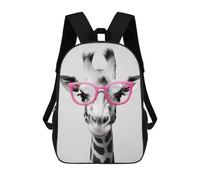 sinyumoney Mochila Escolar Para Niños 17inch Mochila Escolar Para Niños Giraffe Pink Glasses Mochila Escolar Informal De Moda Mochilas De Viaje Con Estampado 3D Divertidas Y Geniales