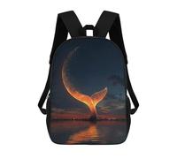 sinyumoney Mochila Escolar Para Niños 17inch Mochila Escolar Para Niños Glowing Whale Tail at Sunset Mochila Escolar Informal De Moda Mochilas De Viaje Con Estampado 3D Divertidas Y Geniales