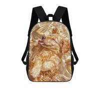 sinyumoney Mochila Escolar Para Niños 17inch Mochila Escolar Para Niños Golden Retriver in Silver Mochila Escolar Informal De Moda Mochilas De Viaje Con Estampado 3D Divertidas Y Geniales