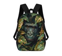 sinyumoney Mochila Escolar Para Niños 17inch Mochila Escolar Para Niños Gorilla in The Jungle Mochila Escolar Informal De Moda Mochilas De Viaje Con Estampado 3D Divertidas Y Geniales