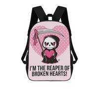 sinyumoney Mochila Escolar Para Niños 17inch Mochila Escolar Para Niños Grim Reaper of Broken Hearts Mochila Escolar Informal De Moda Mochilas De Viaje Con Estampado 3D Divertidas Y Geniales