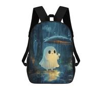 sinyumoney Mochila Escolar Para Niños 17inch Mochila Escolar Para Niños Halloween Ghost in The Rain Mochila Escolar Informal De Moda Mochilas De Viaje Con Estampado 3D Divertidas Y Geniales