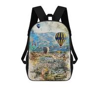 sinyumoney Mochila Escolar Para Niños 17inch Mochila Escolar Para Niños Hot Air Balloon Watercolor Mochila Escolar Informal De Moda Mochilas De Viaje Con Estampado 3D Divertidas Y Geniales