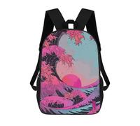 sinyumoney Mochila Escolar Para Niños 17inch Mochila Escolar Para Niños Japan Wave Mochila Escolar Informal De Moda Mochilas De Viaje Con Estampado 3D Divertidas Y Geniales