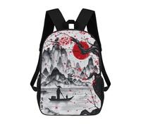 sinyumoney Mochila Escolar Para Niños 17inch Mochila Escolar Para Niños Japanese Bay Ink Wash Mochila Escolar Informal De Moda Mochilas De Viaje Con Estampado 3D Divertidas Y Geniales