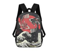 sinyumoney Mochila Escolar Para Niños 17inch Mochila Escolar Para Niños Japanese Koi Fish Mochila Escolar Informal De Moda Mochilas De Viaje Con Estampado 3D Divertidas Y Geniales