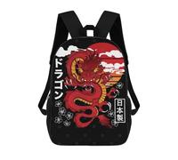 sinyumoney Mochila Escolar Para Niños 17inch Mochila Escolar Para Niños Japanese Red Dragon Mochila Escolar Informal De Moda Mochilas De Viaje Con Estampado 3D Divertidas Y Geniales