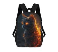 sinyumoney Mochila Escolar Para Niños 17inch Mochila Escolar Para Niños Kitten On Fire Mochila Escolar Informal De Moda Mochilas De Viaje Con Estampado 3D Divertidas Y Geniales
