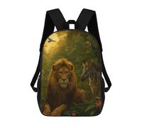 sinyumoney Mochila Escolar Para Niños 17inch Mochila Escolar Para Niños Lion And Zebra in Jungle Mochila Escolar Informal De Moda Mochilas De Viaje Con Estampado 3D Divertidas Y Geniales