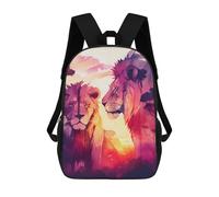 sinyumoney Mochila Escolar Para Niños 17inch Mochila Escolar Para Niños Lions in Love The King Mochila Escolar Informal De Moda Mochilas De Viaje Con Estampado 3D Divertidas Y Geniales