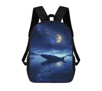 sinyumoney Mochila Escolar Para Niños 17inch Mochila Escolar Para Niños Lonely Whale In Moonlight Mochila Escolar Informal De Moda Mochilas De Viaje Con Estampado 3D Divertidas Y Geniales