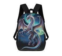 sinyumoney Mochila Escolar Para Niños 17inch Mochila Escolar Para Niños Majestic Dragon Under Aurora Borealis Mochila Escolar Informal De Moda Mochilas De Viaje Con Estampado 3D Divertidas Y Geniales
