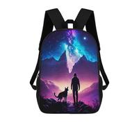 sinyumoney Mochila Escolar Para Niños 17inch Mochila Escolar Para Niños Man And Dog Stargazing Mochila Escolar Informal De Moda Mochilas De Viaje Con Estampado 3D Divertidas Y Geniales