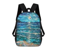 sinyumoney Mochila Escolar Para Niños 17inch Mochila Escolar Para Niños Moonlit Ocean Mosaic Art Mochila Escolar Informal De Moda Mochilas De Viaje Con Estampado 3D Divertidas Y Geniales