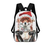 sinyumoney Mochila Escolar Para Niños 17inch Mochila Escolar Para Niños Morning Fox Christmas Mochila Escolar Informal De Moda Mochilas De Viaje Con Estampado 3D Divertidas Y Geniales