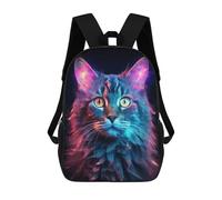 sinyumoney Mochila Escolar Para Niños 17inch Mochila Escolar Para Niños Neon Cat Nebulae Mochila Escolar Informal De Moda Mochilas De Viaje Con Estampado 3D Divertidas Y Geniales