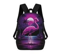 sinyumoney Mochila Escolar Para Niños 17inch Mochila Escolar Para Niños Neon Flamingo Mochila Escolar Informal De Moda Mochilas De Viaje Con Estampado 3D Divertidas Y Geniales