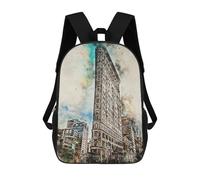 sinyumoney Mochila Escolar Para Niños 17inch Mochila Escolar Para Niños New York in Watercolor 4 Mochila Escolar Informal De Moda Mochilas De Viaje Con Estampado 3D Divertidas Y Geniales