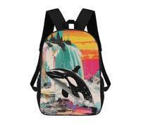 sinyumoney Mochila Escolar Para Niños 17inch Mochila Escolar Para Niños Orca Whale Killer Collage Mochila Escolar Informal De Moda Mochilas De Viaje Con Estampado 3D Divertidas Y Geniales