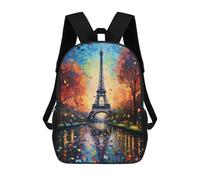sinyumoney Mochila Escolar Para Niños 17inch Mochila Escolar Para Niños Paris Art Eiffel Tower Mochila Escolar Informal De Moda Mochilas De Viaje Con Estampado 3D Divertidas Y Geniales