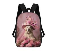 sinyumoney Mochila Escolar Para Niños 17inch Mochila Escolar Para Niños Pink Labrador Lady Mochila Escolar Informal De Moda Mochilas De Viaje Con Estampado 3D Divertidas Y Geniales