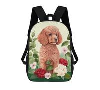 sinyumoney Mochila Escolar Para Niños 17inch Mochila Escolar Para Niños Poodle Floral Portrait Mochila Escolar Informal De Moda Mochilas De Viaje Con Estampado 3D Divertidas Y Geniales