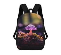 sinyumoney Mochila Escolar Para Niños 17inch Mochila Escolar Para Niños Purple Mushroom with Dew Drops Mochila Escolar Informal De Moda Mochilas De Viaje Con Estampado 3D Divertidas Y Geniales