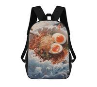 sinyumoney Mochila Escolar Para Niños 17inch Mochila Escolar Para Niños Ramen Wave Off Kanagawa Mochila Escolar Informal De Moda Mochilas De Viaje Con Estampado 3D Divertidas Y Geniales